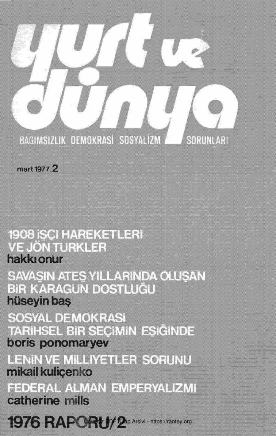 Yurt ve Dünya Sayı 02 - Mart 1977 kapak görseli