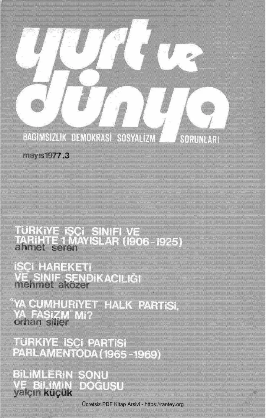 Yurt ve Dünya Sayı 03 - Mayıs 1977 kapak görseli