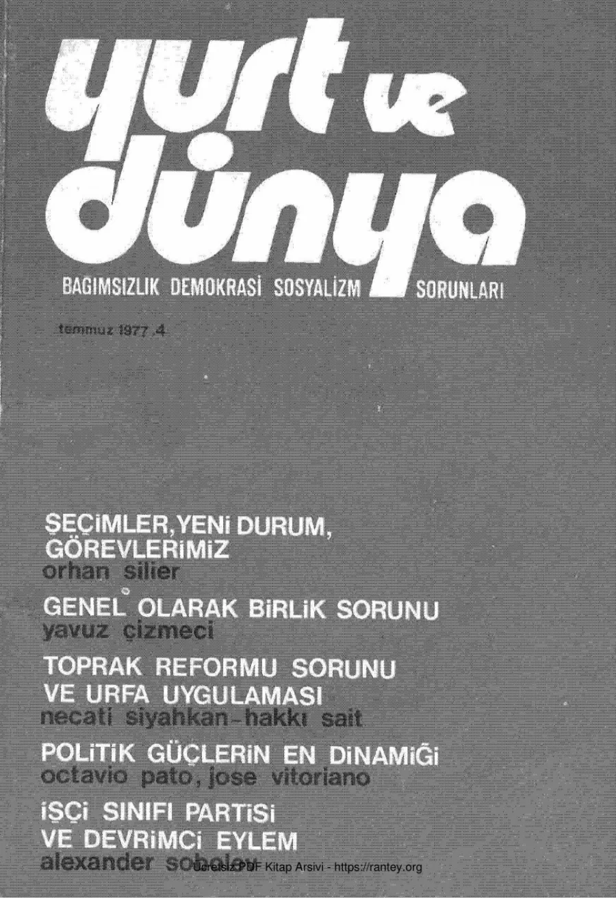 Yurt ve Dünya Sayı 04 - Temmuz 1977 kapak görseli