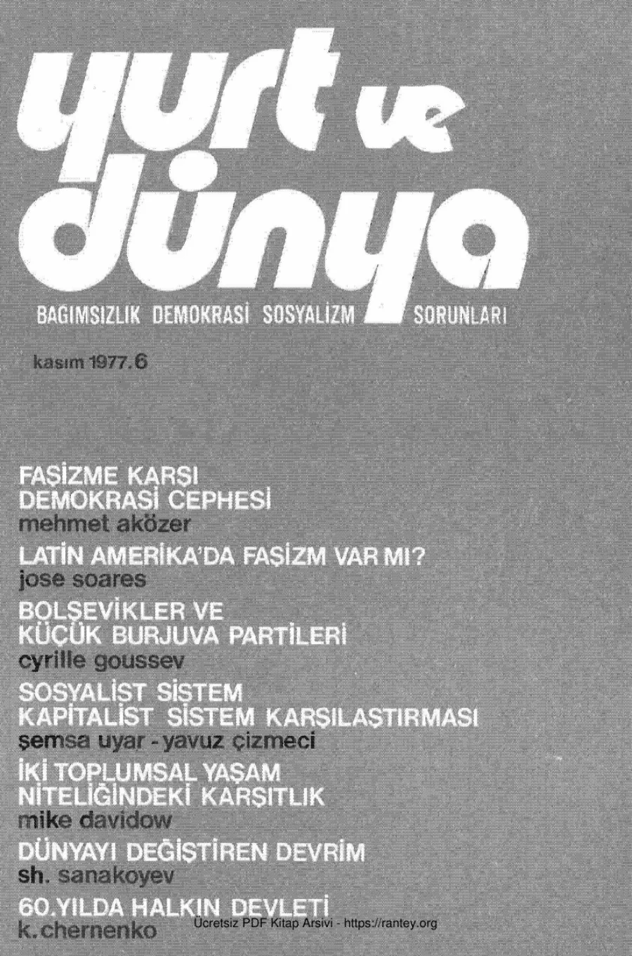 Yurt ve Dünya Sayı 06 - Kasım 1977 kapak görseli