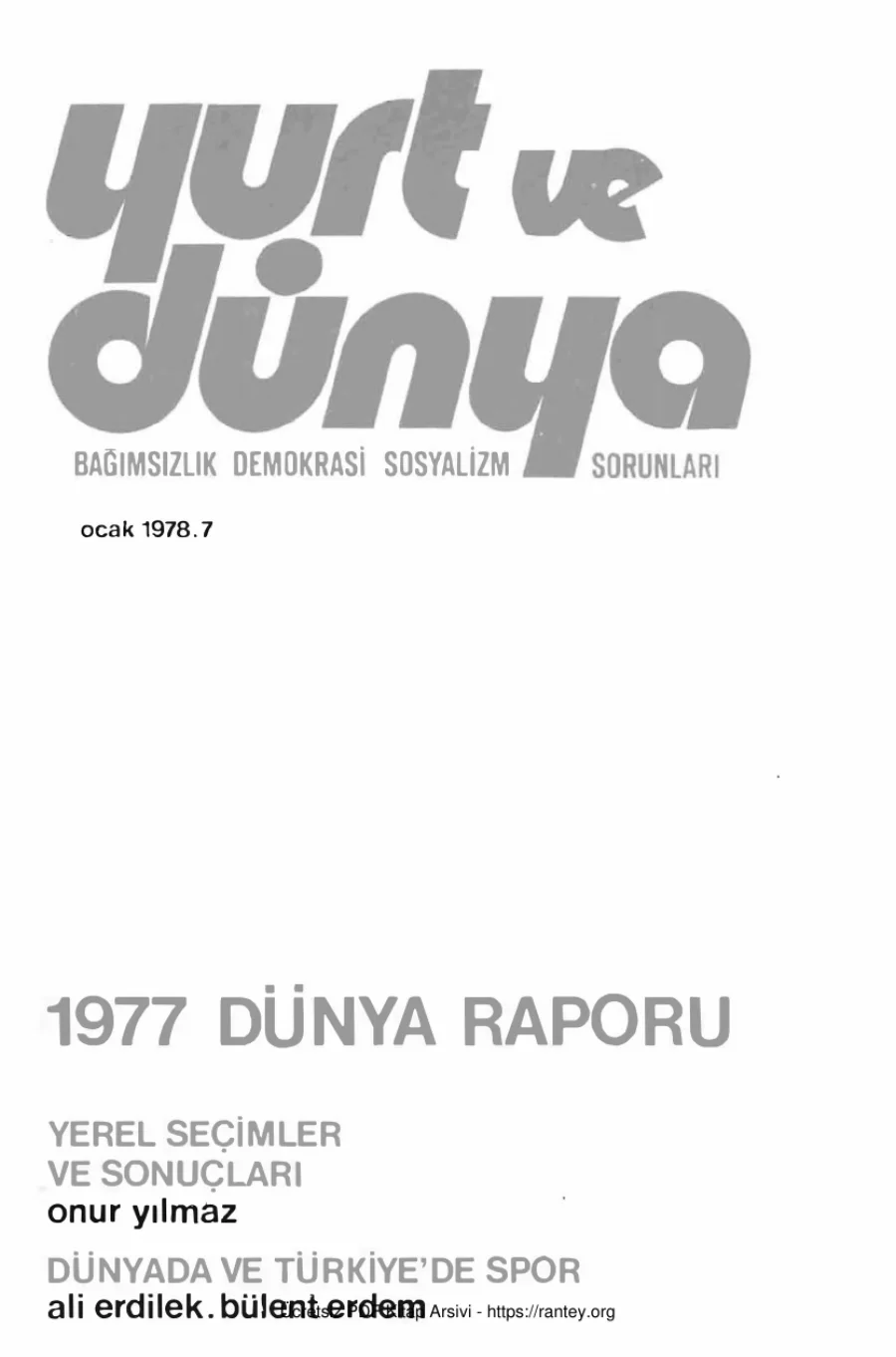 Yurt ve Dünya Sayı 07 - Ocak 1978 kapak görseli