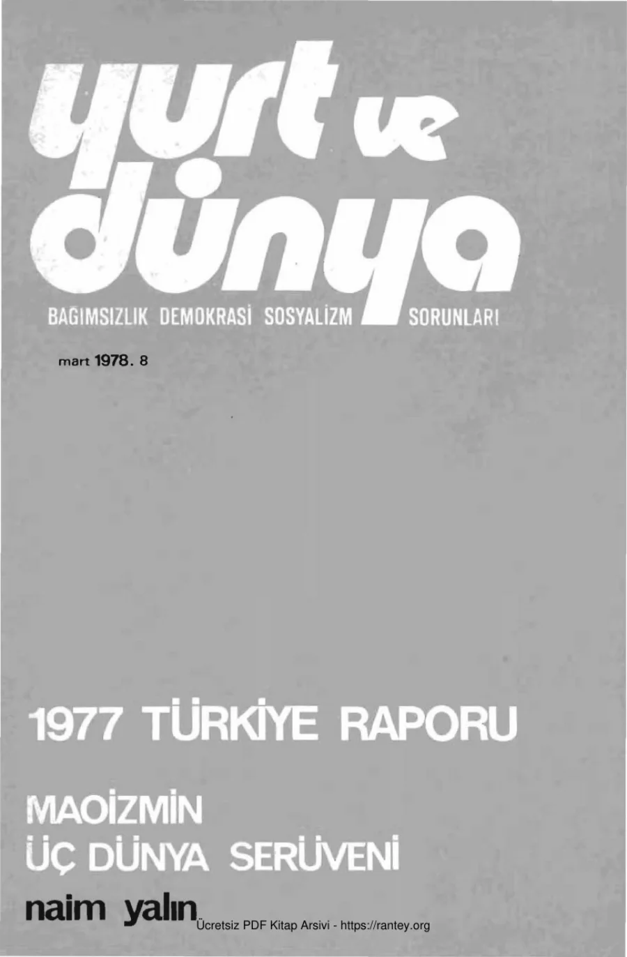 Yurt ve Dünya Sayı 08 - Mart 1978 kapak görseli