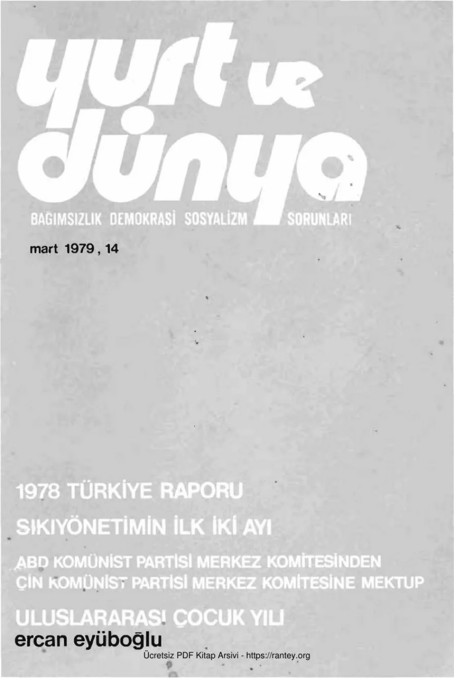 Yurt ve Dünya Sayı 14 - Mart 1979 kapak görseli