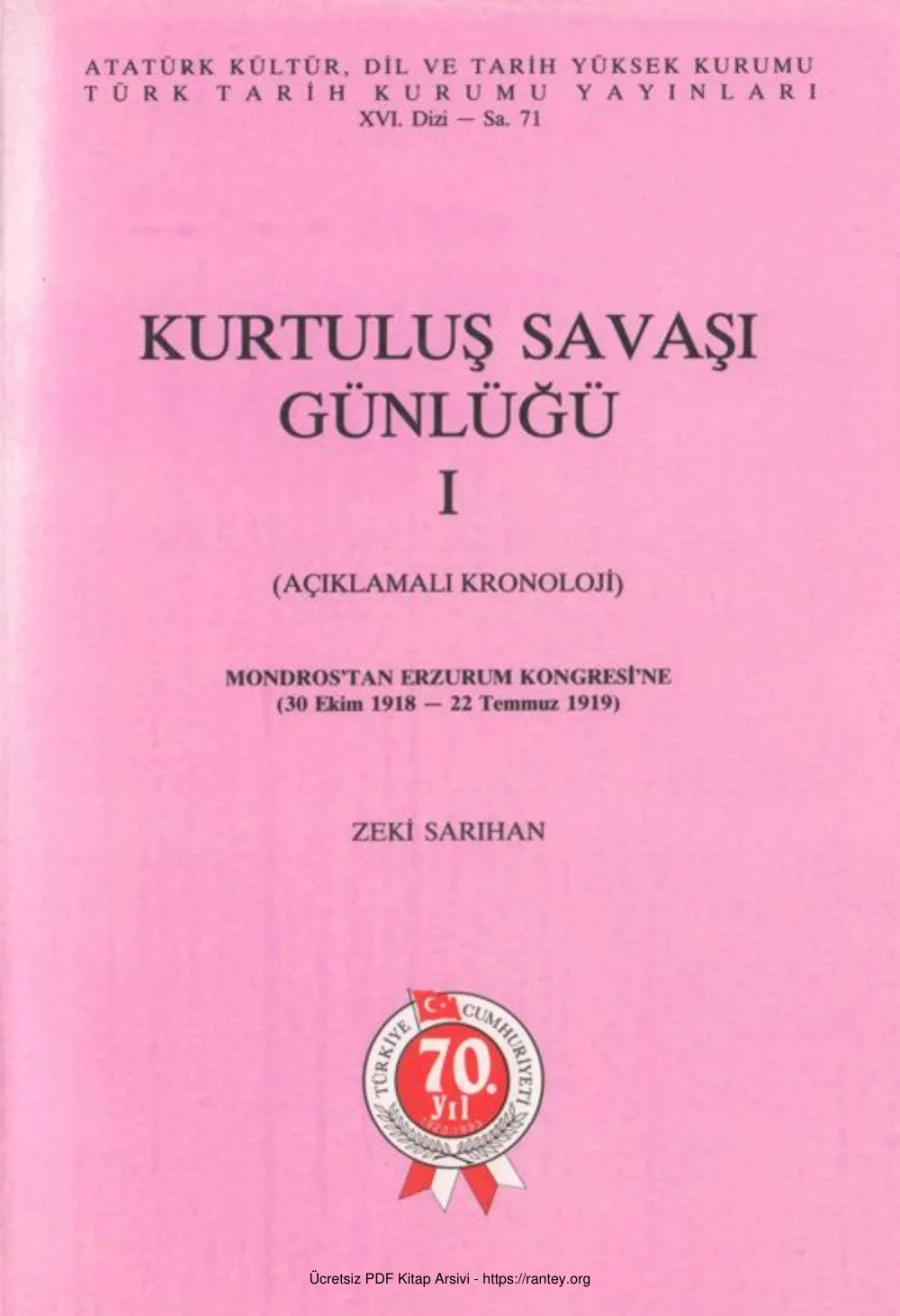 Zeki Sarıhan Kurtuluş Savaşı Günlüğü 1 kapak görseli