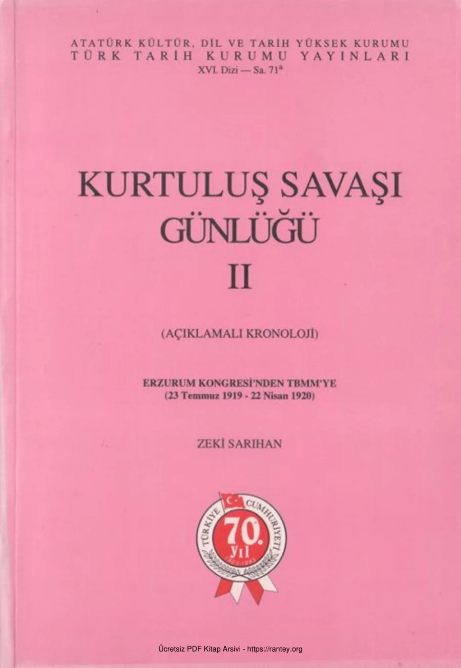 Zeki Sarıhan Kurtuluş Savaşı Günlüğü 2 kapak görseli