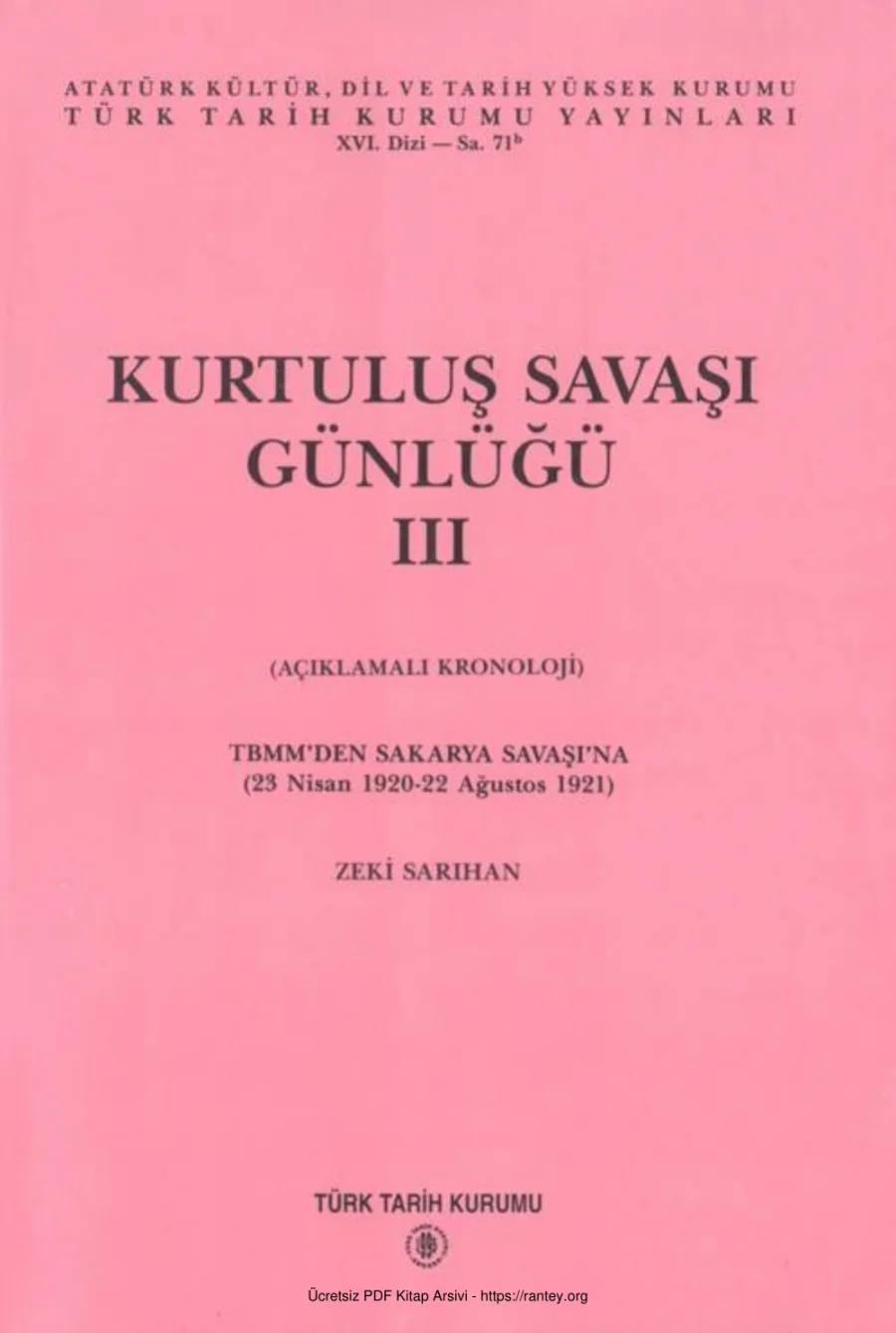 Zeki Sarıhan Kurtuluş Savaşı Günlüğü 3 kapak görseli