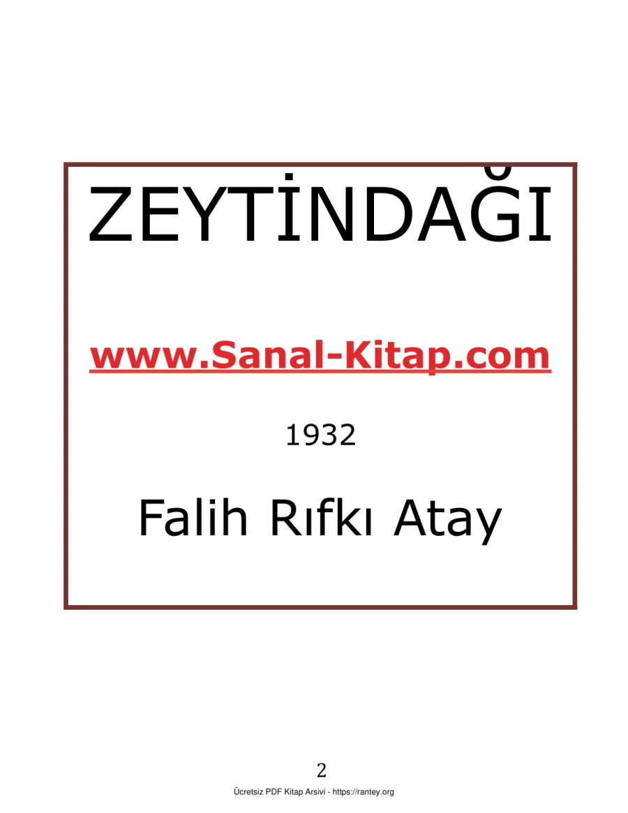 Zeytindağı 1932 kapak görseli